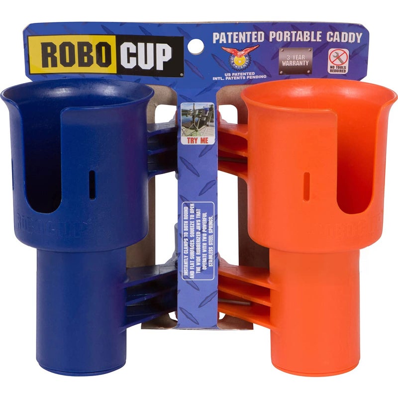 ROBOCUP, (Navy & Orange), Best Cup Holder for Drinks, Fishing Rod/Pole, Boat, Beach Chair, Golf Cart, Wheelchair, Walker, Drum Sticks, Microphone Stand - Image 2